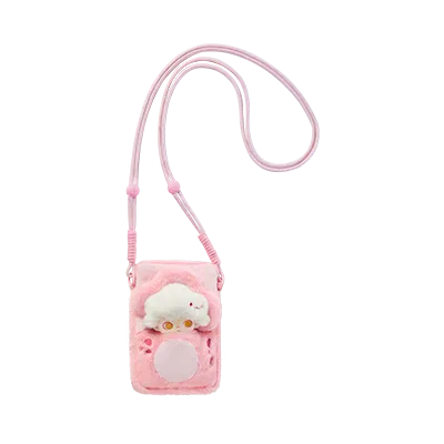 Pink phone case with a cartoon character on a white background