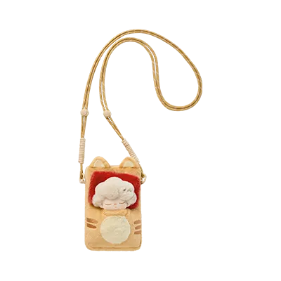 Small pouch with cat design and cloud on a white background