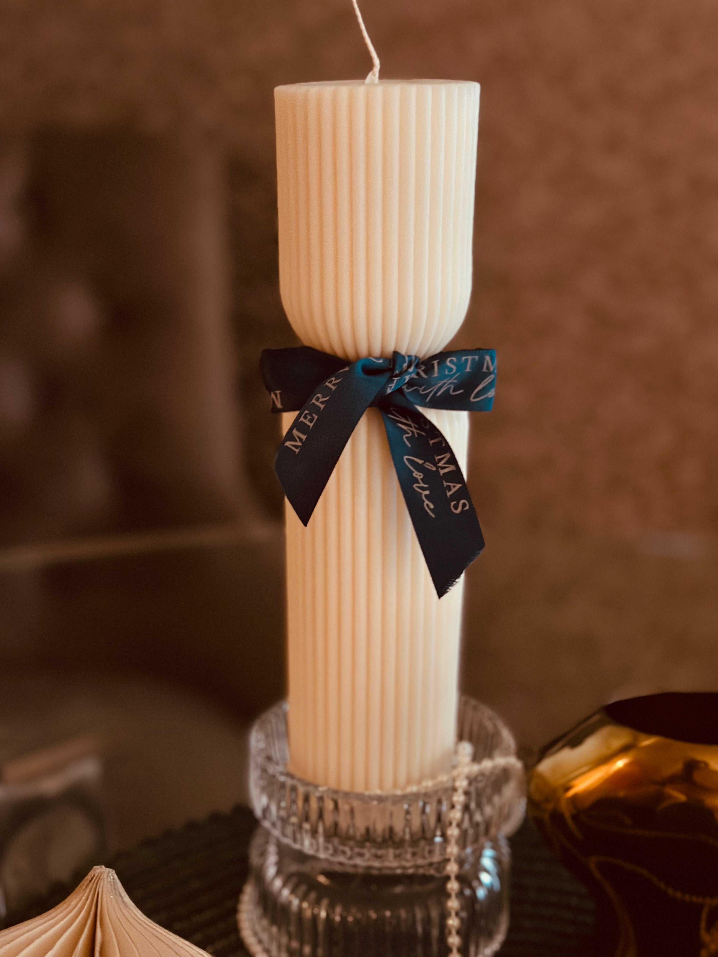 Ribbed Hourglass Pillar Candle