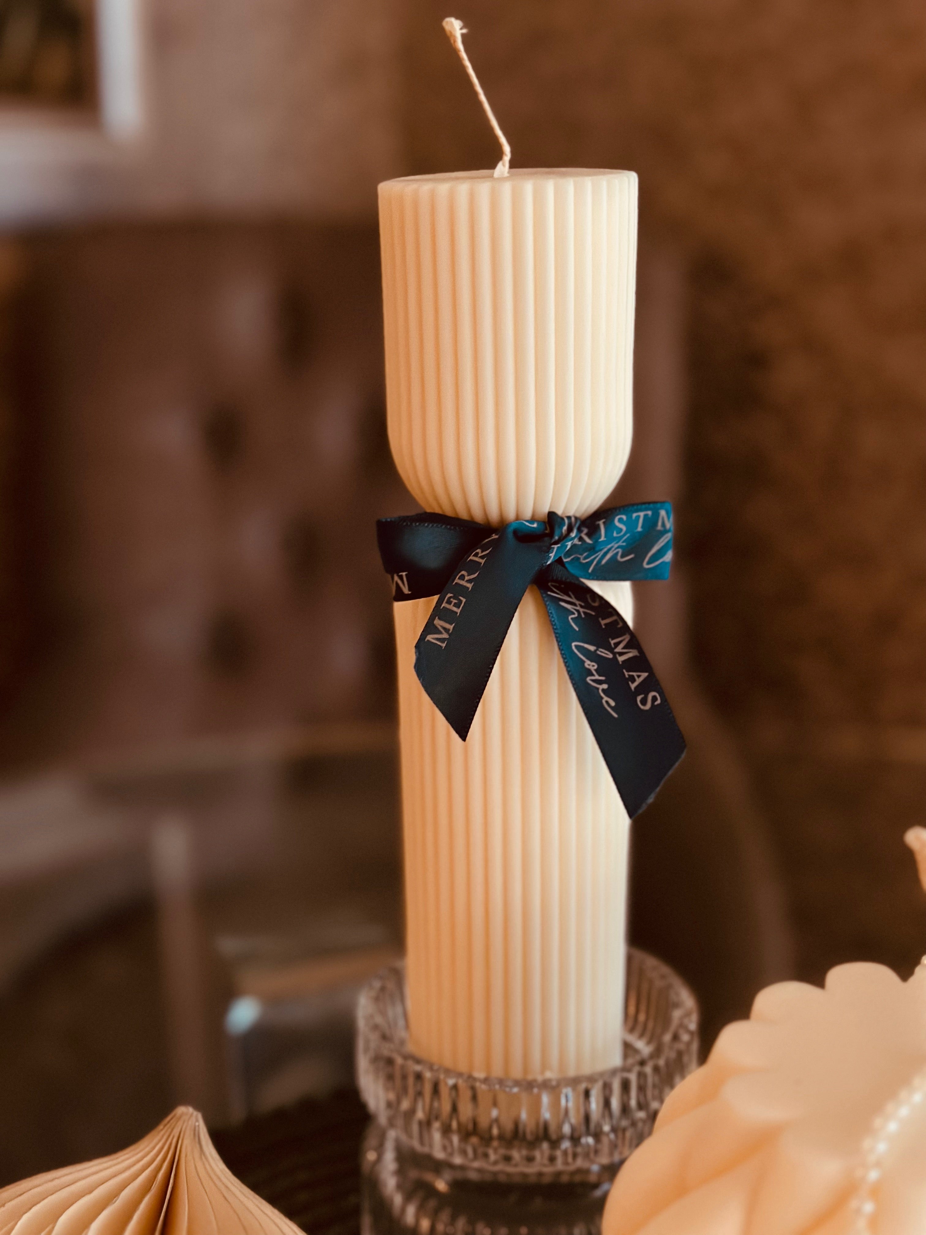Ribbed Hourglass Pillar Candle