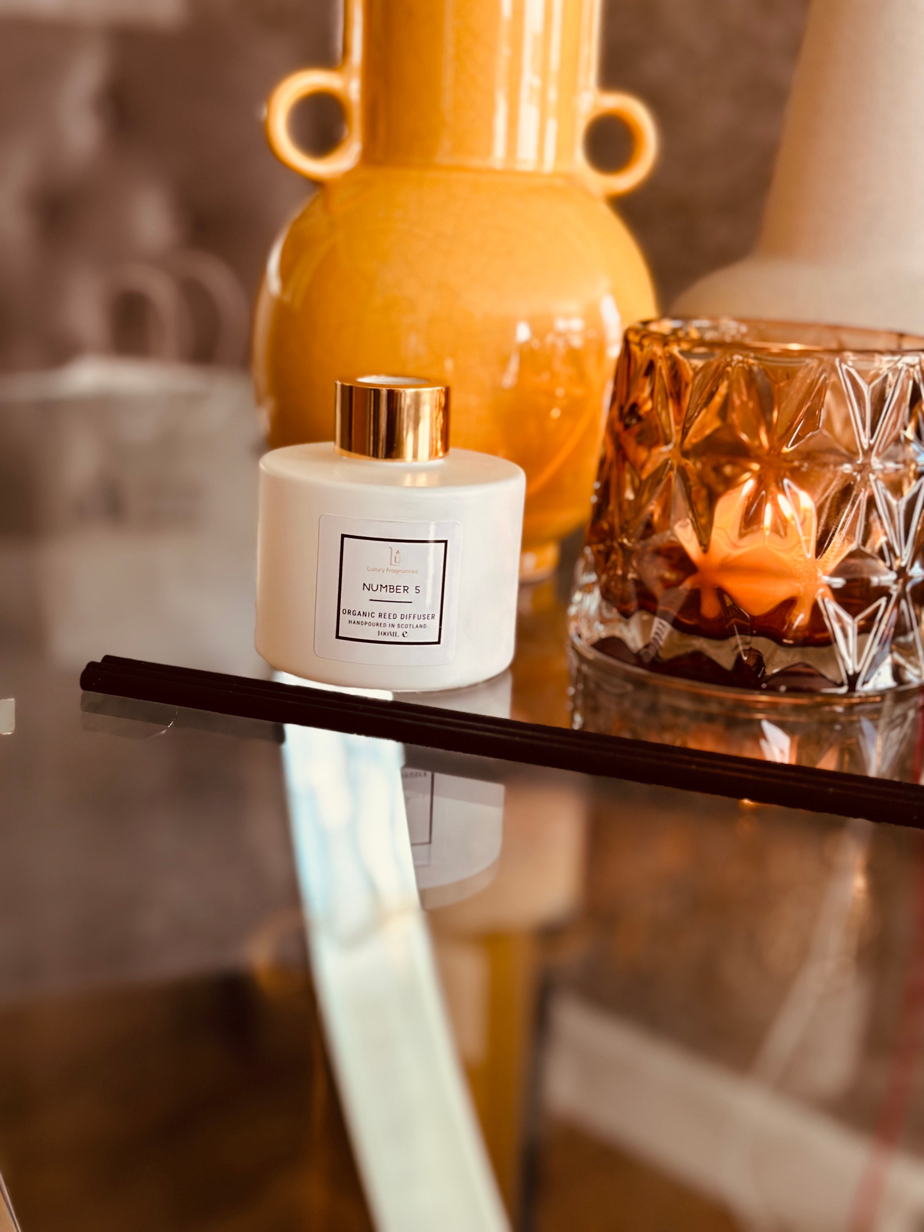 Matte White Glass Reed Diffuser - Number 5 - Chanel Dupe