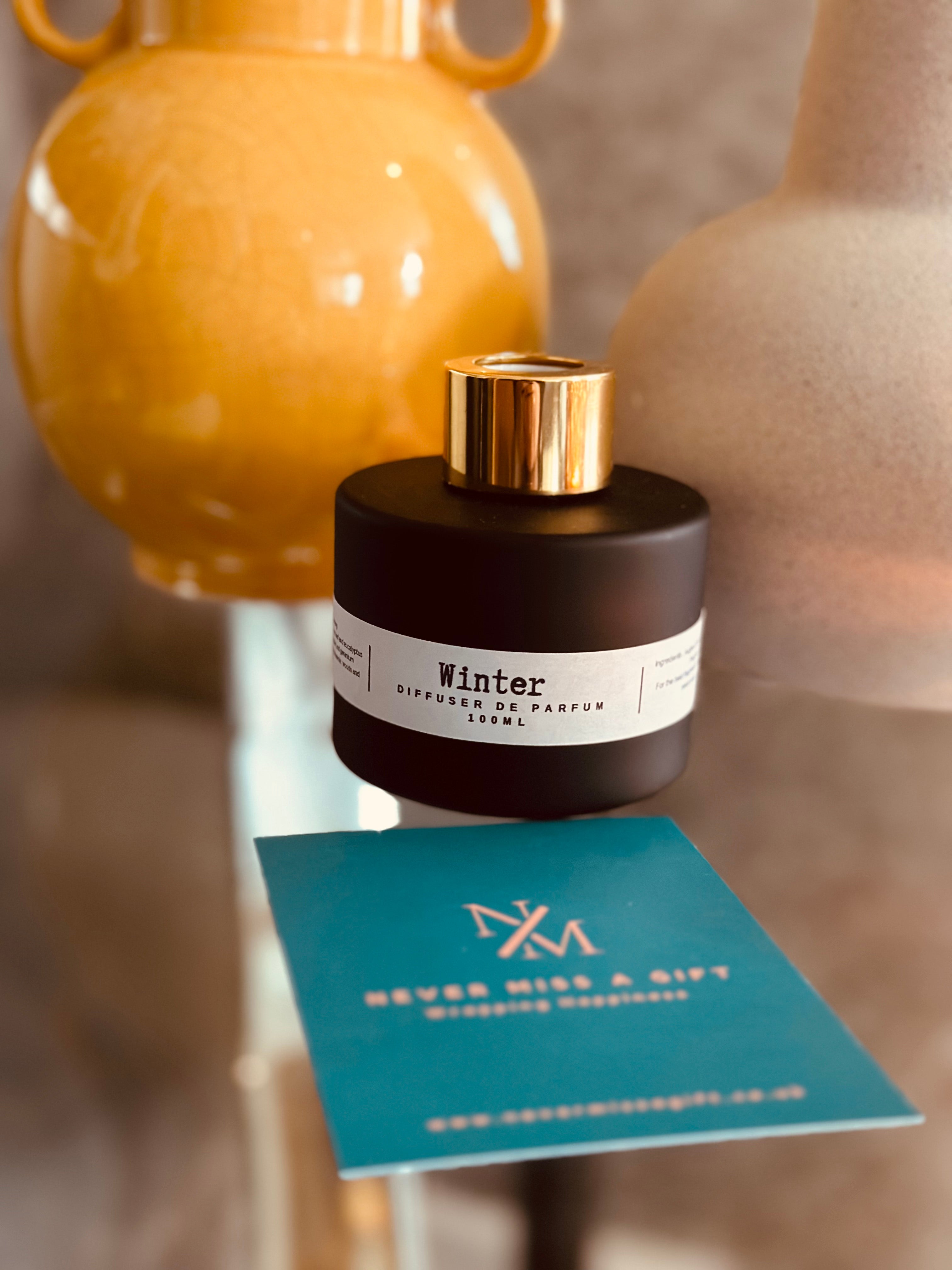 Matte Black Glass Reed Diffuser - Winter Time (White Company Dupe)