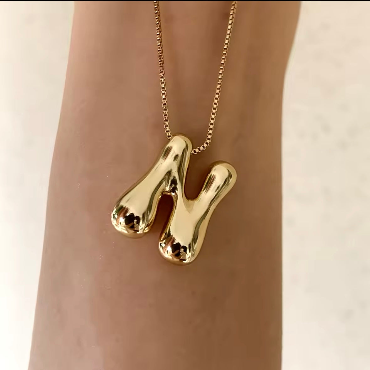 Gold-Plated Bubble Letter Monogram Necklace