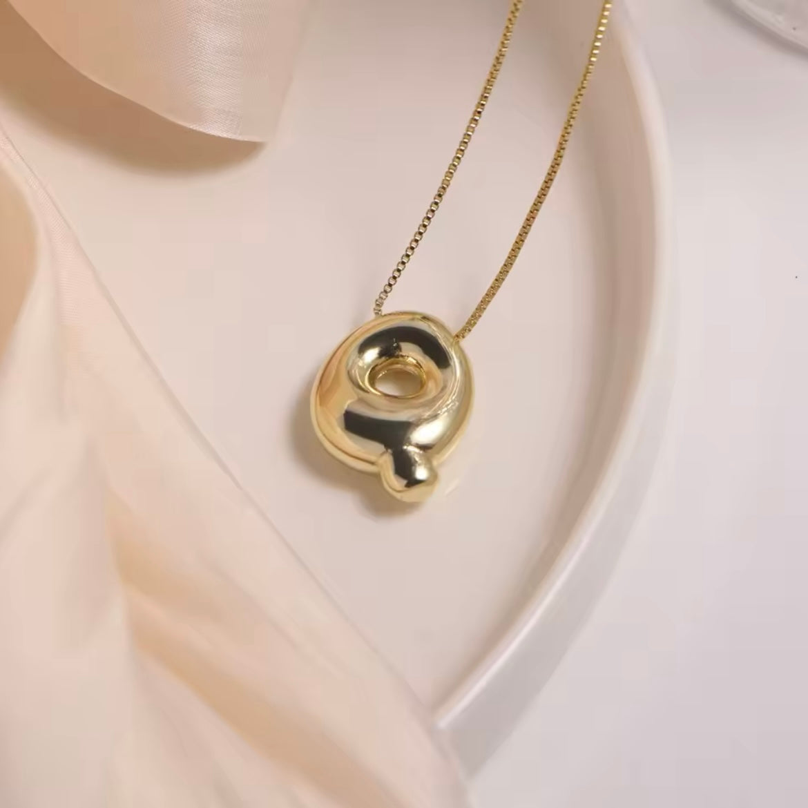 Gold-Plated Bubble Letter Monogram Necklace