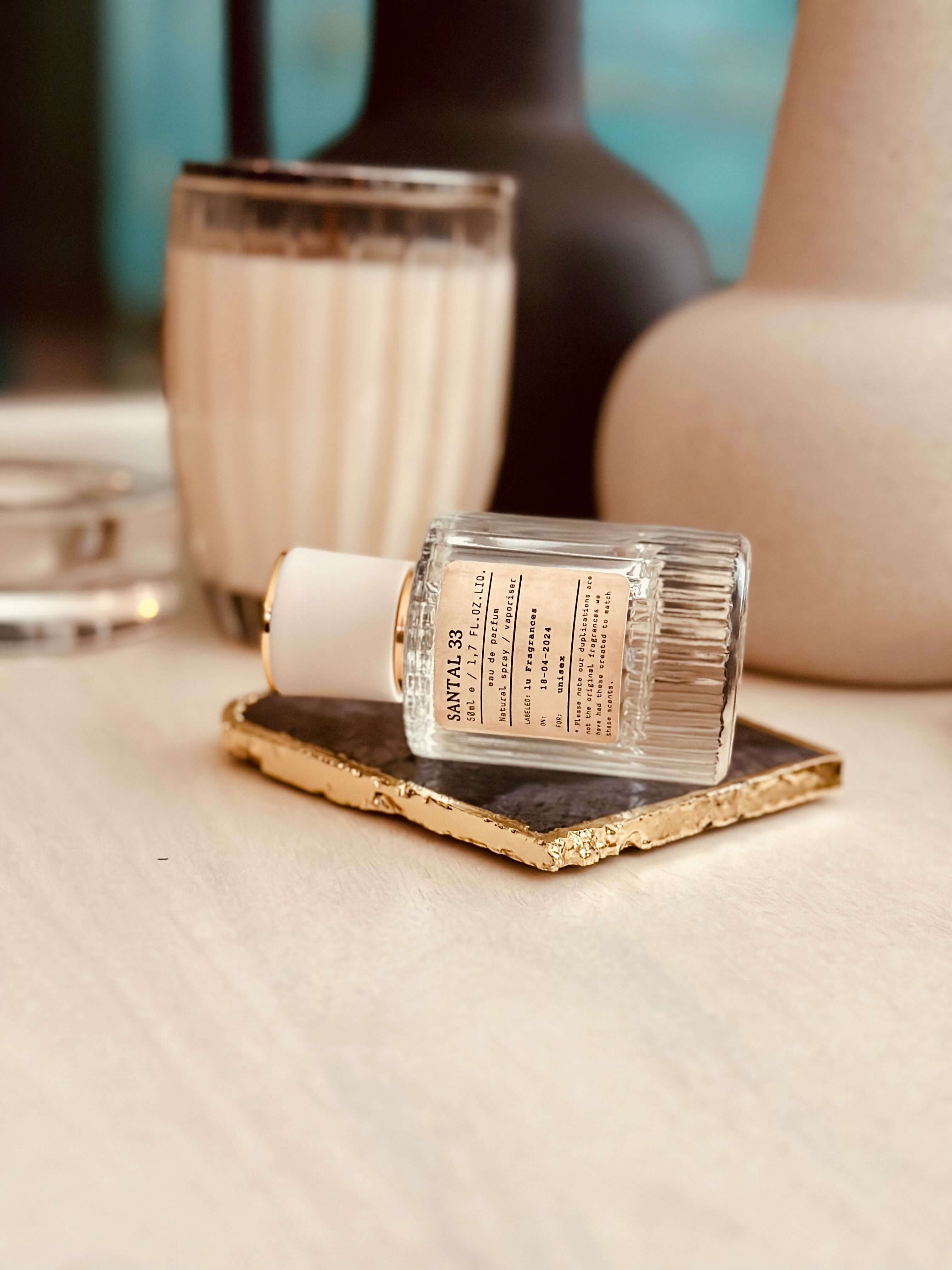 Inspired by Santal 33 Discover the perfect alternative to expensive designer perfumes with our luxury designer perfume dupes. Made with high-quality ingredients and expertly crafted to mimic the scents of popular luxury perfumes, our dupes offer a more affordable option without sacrificing quality. Experience the same luxurious scent at a fraction of the cost.
