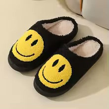 Plush Happy Face Slippers