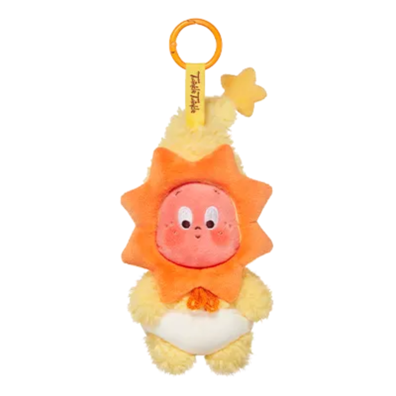 Pop Mart Twinkle Twinkle plush pendant — sun with yellow star design, blind box collectible