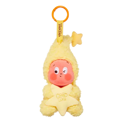 Plush toy with a character in a banana costume on a white background