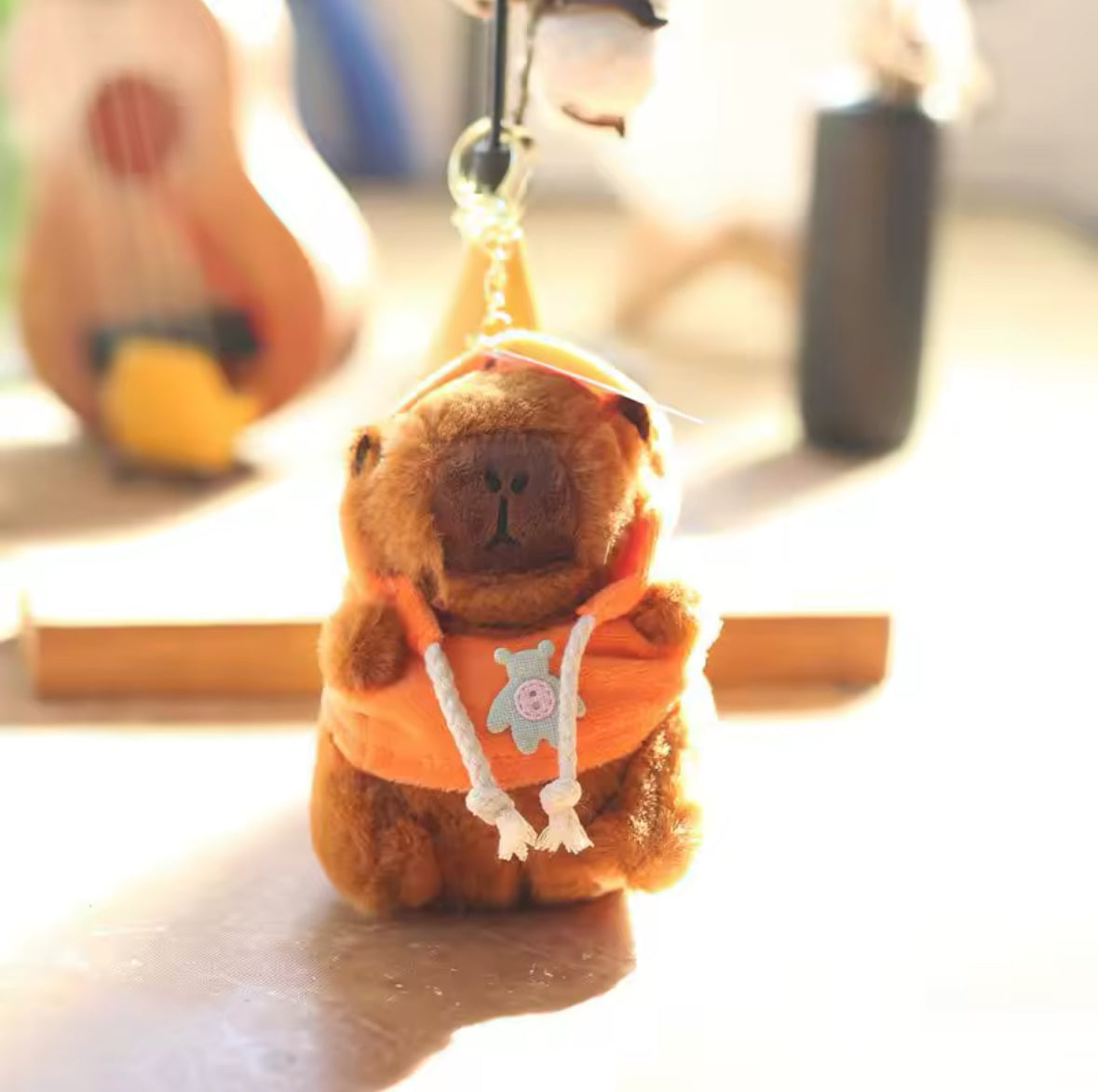 Cute Capybara with Orange Hoodie.