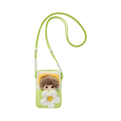 Green phone case with a character design on a white background