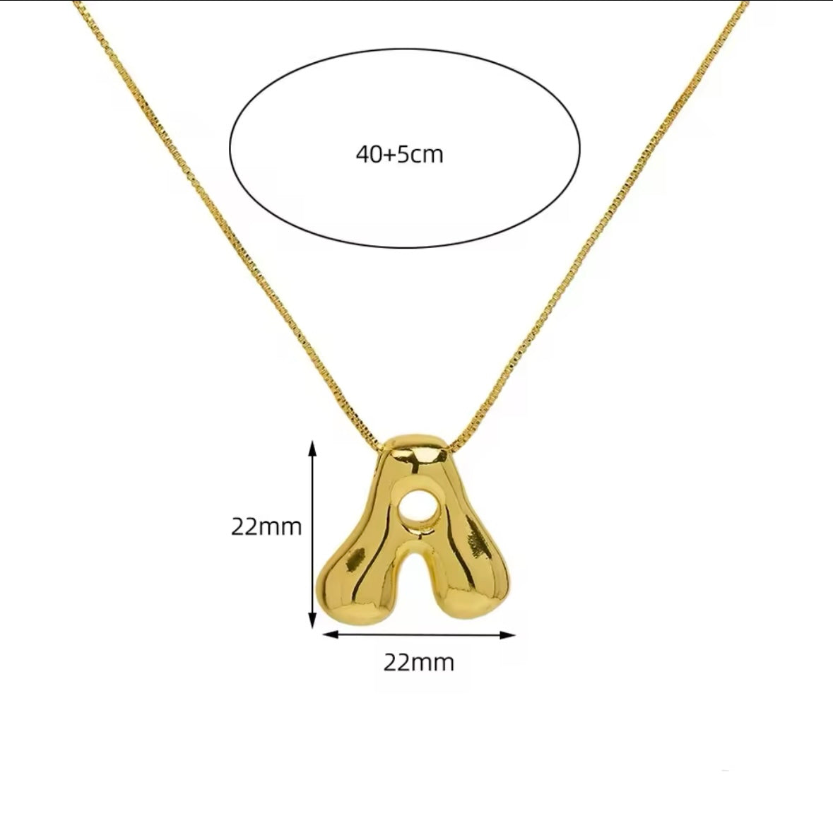 Gold-Plated Bubble Letter Monogram Necklace