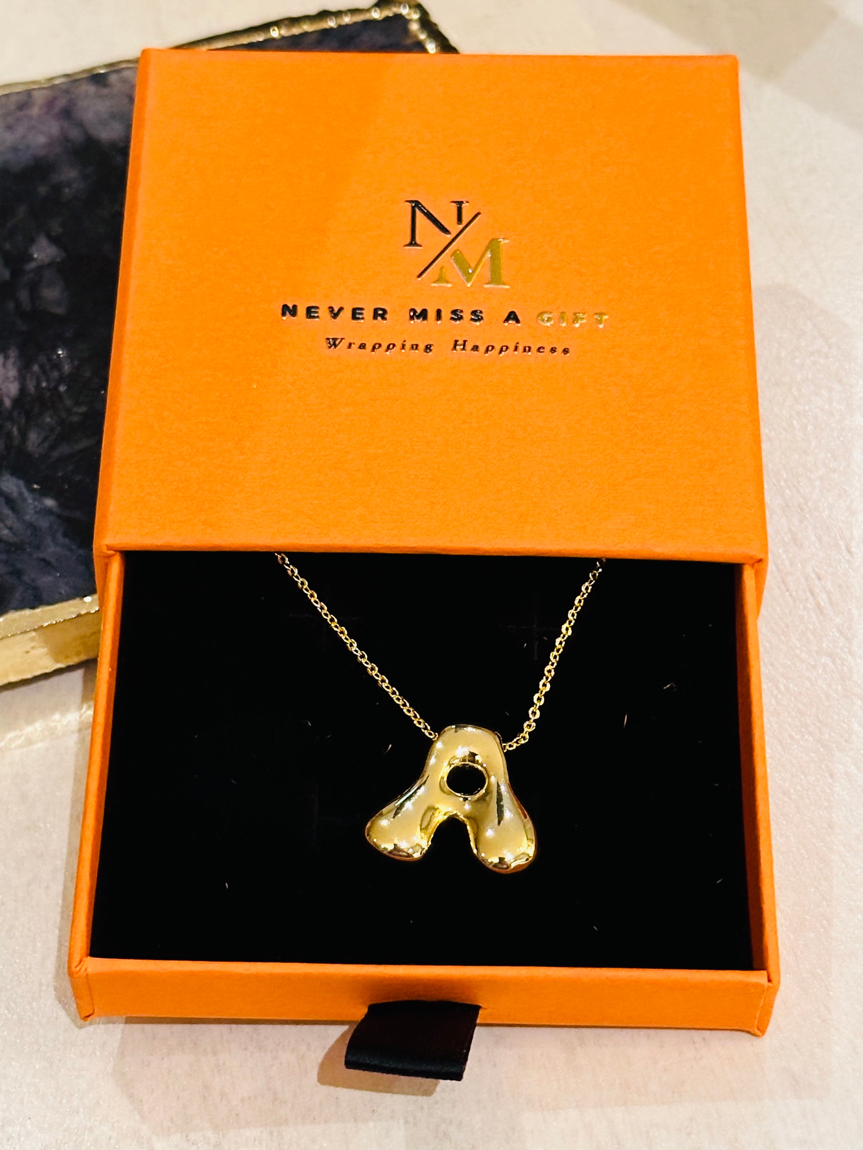 Gold-Plated Bubble Letter Monogram Necklace