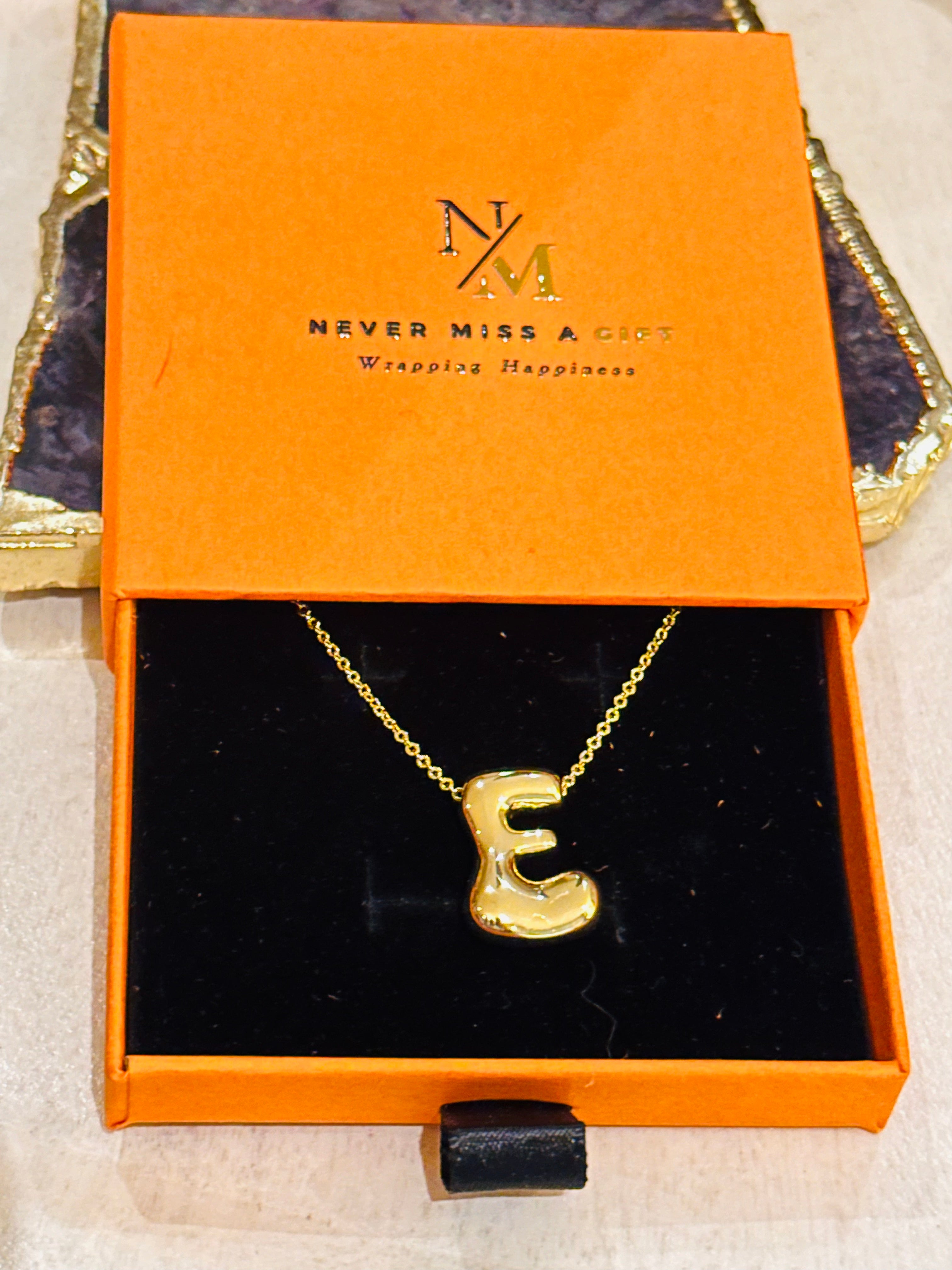 Gold-Plated Bubble Letter Monogram Necklace