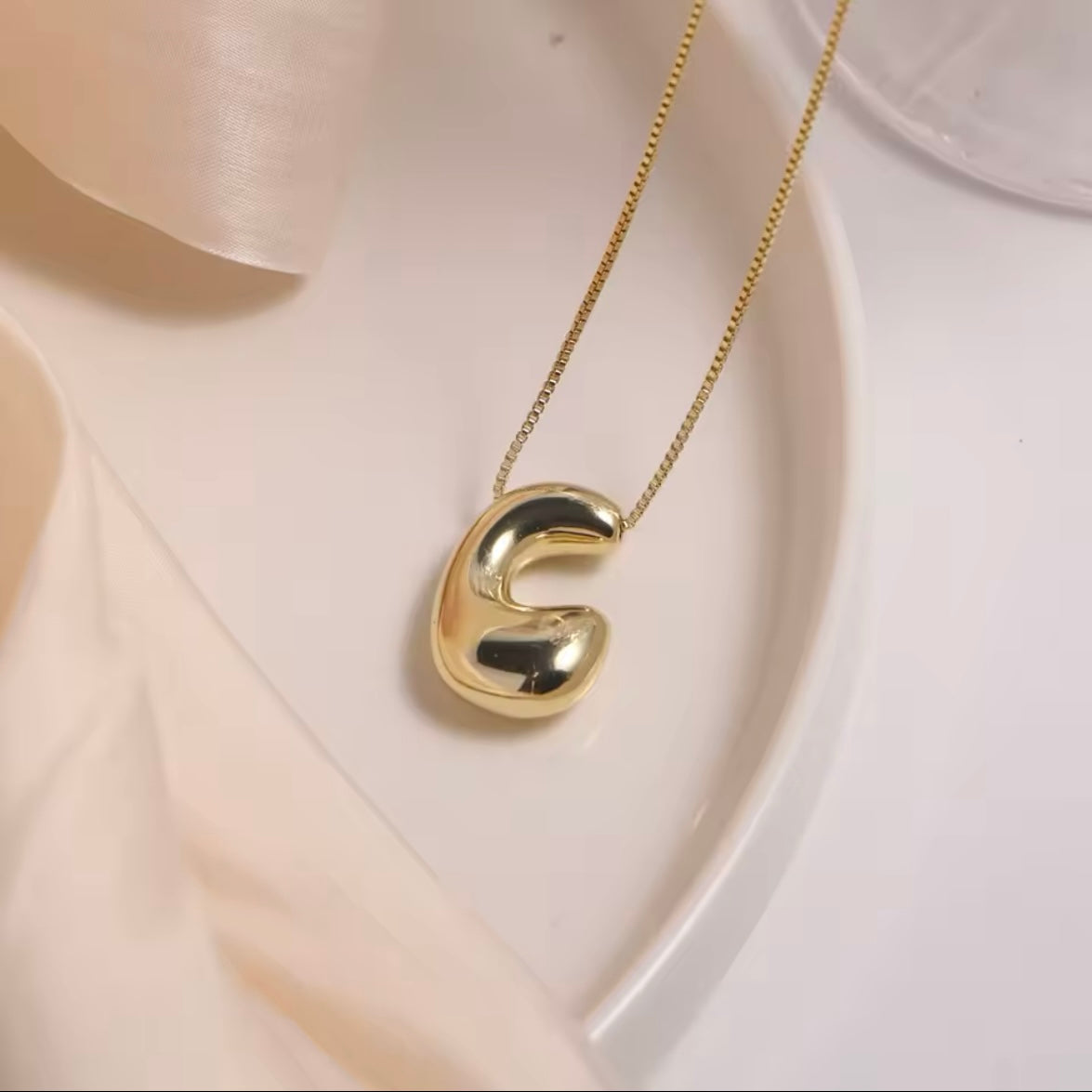 Gold-Plated Bubble Letter Monogram Necklace