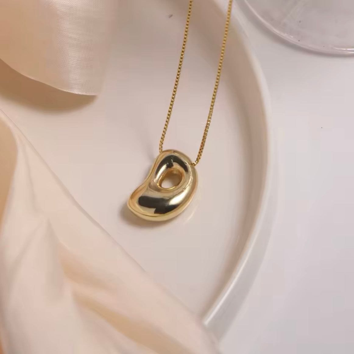 Gold-Plated Bubble Letter Monogram Necklace