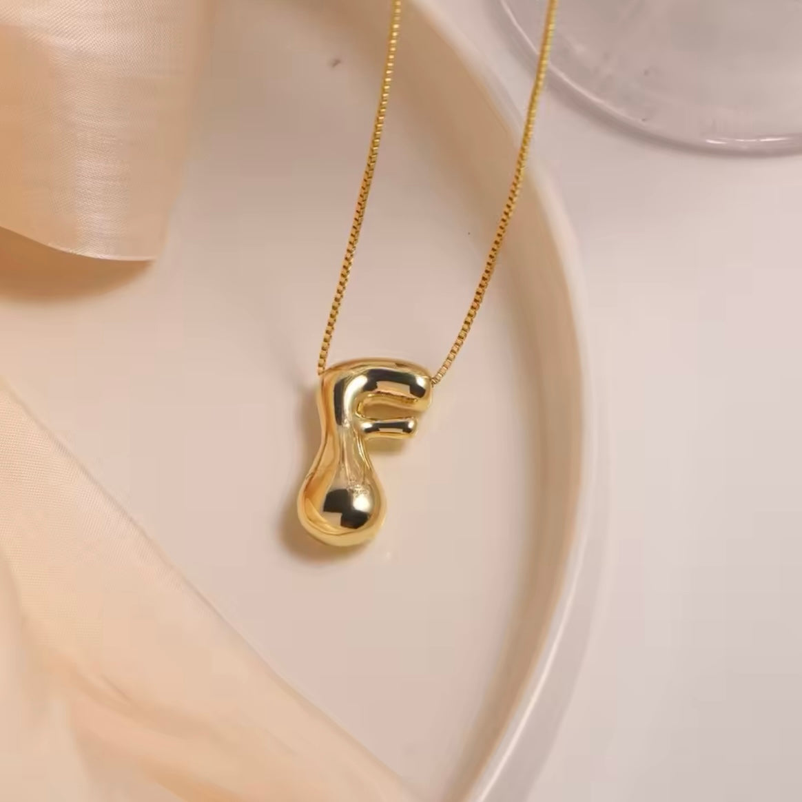 Gold-Plated Bubble Letter Monogram Necklace