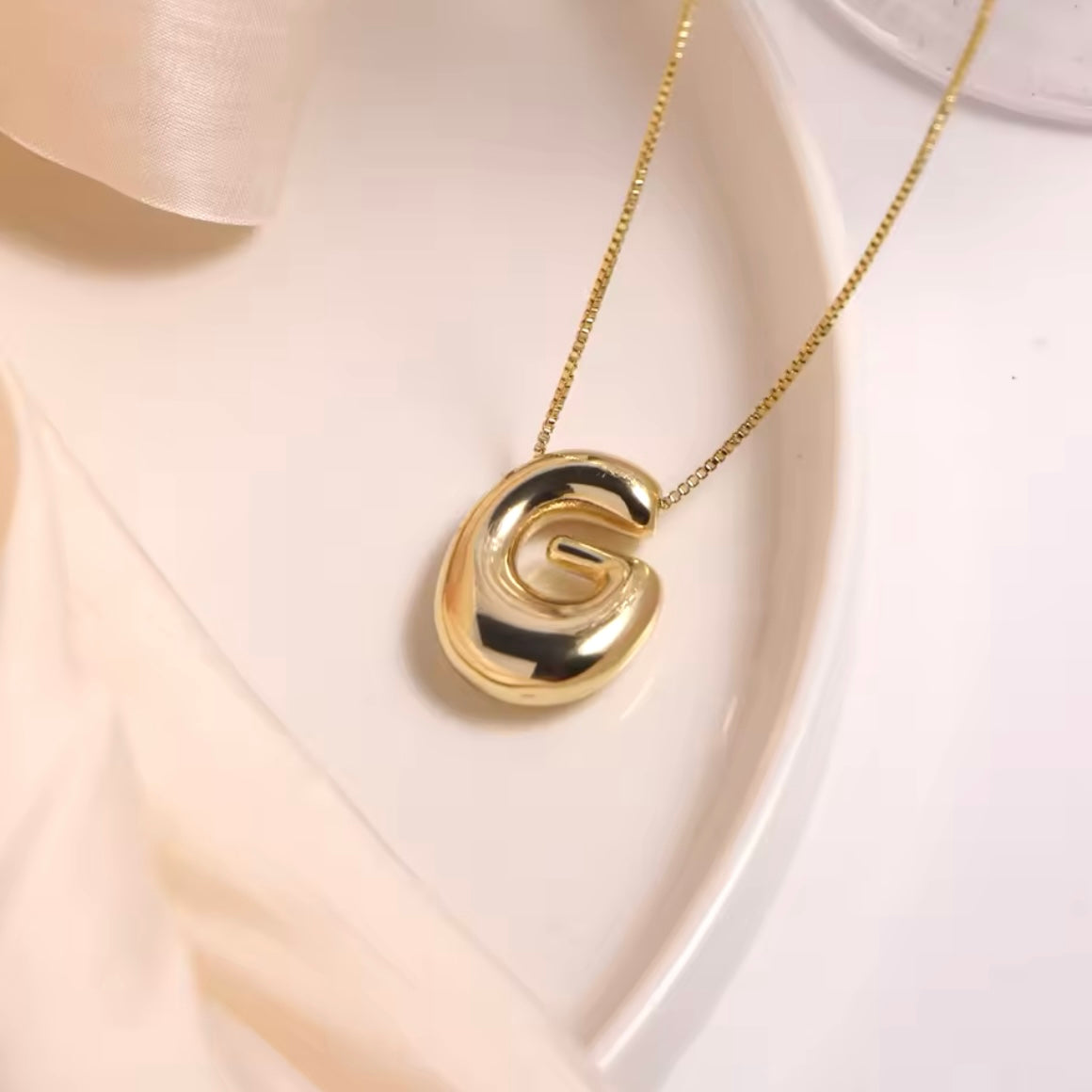 Gold-Plated Bubble Letter Monogram Necklace