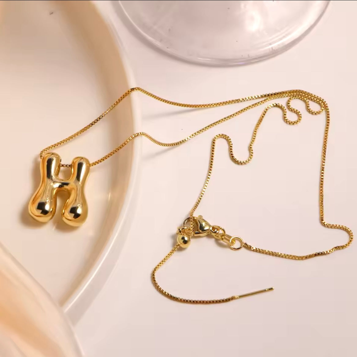 Gold-Plated Bubble Letter Monogram Necklace
