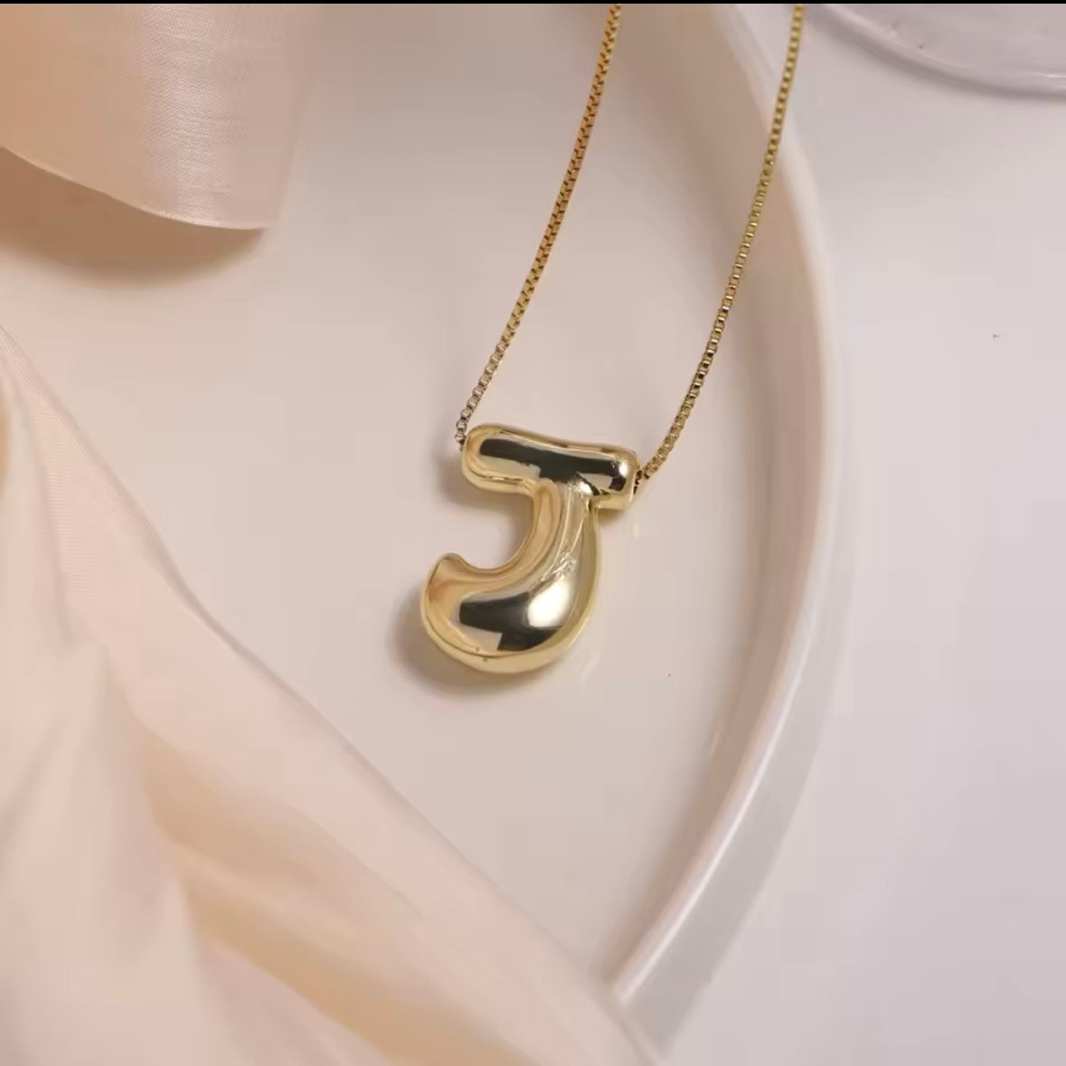 Gold-Plated Bubble Letter Monogram Necklace