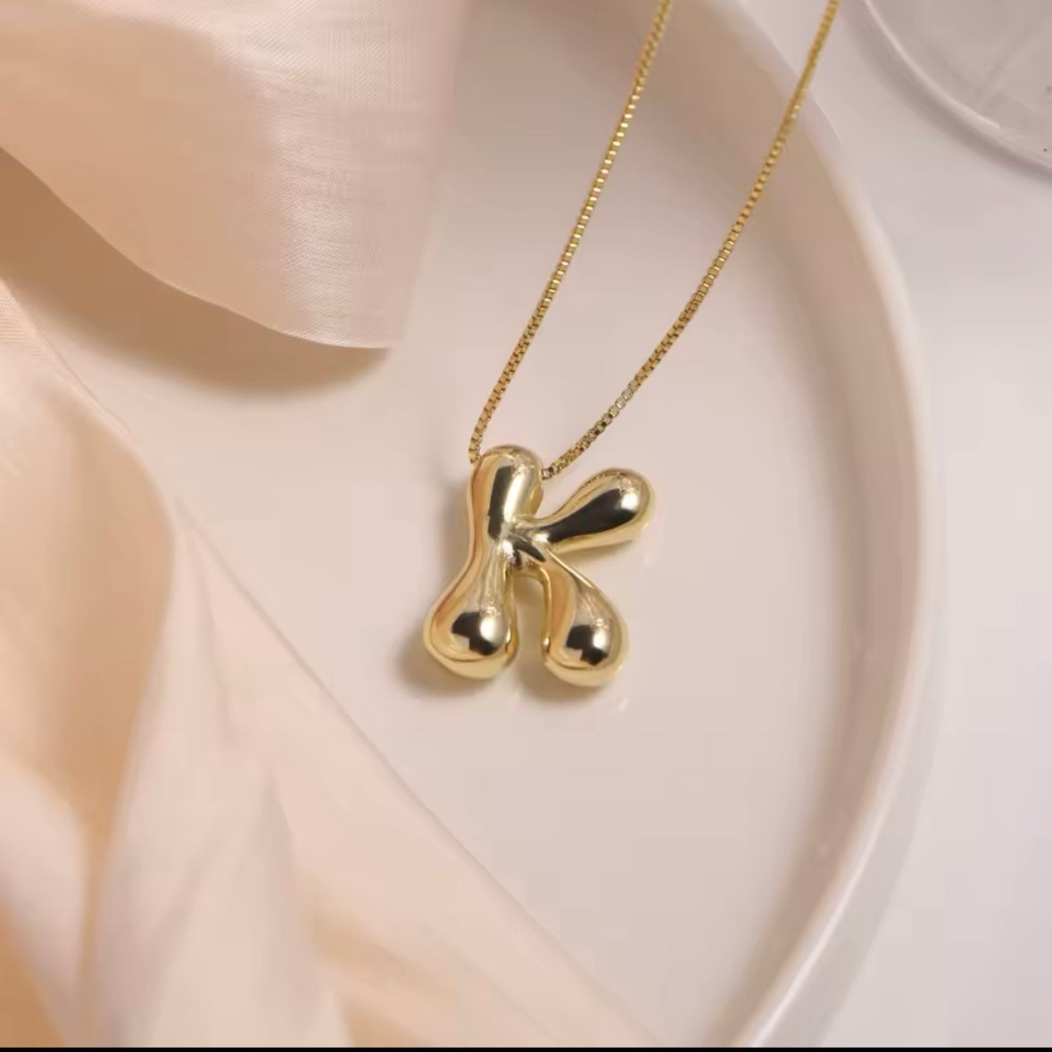 Gold-Plated Bubble Letter Monogram Necklace