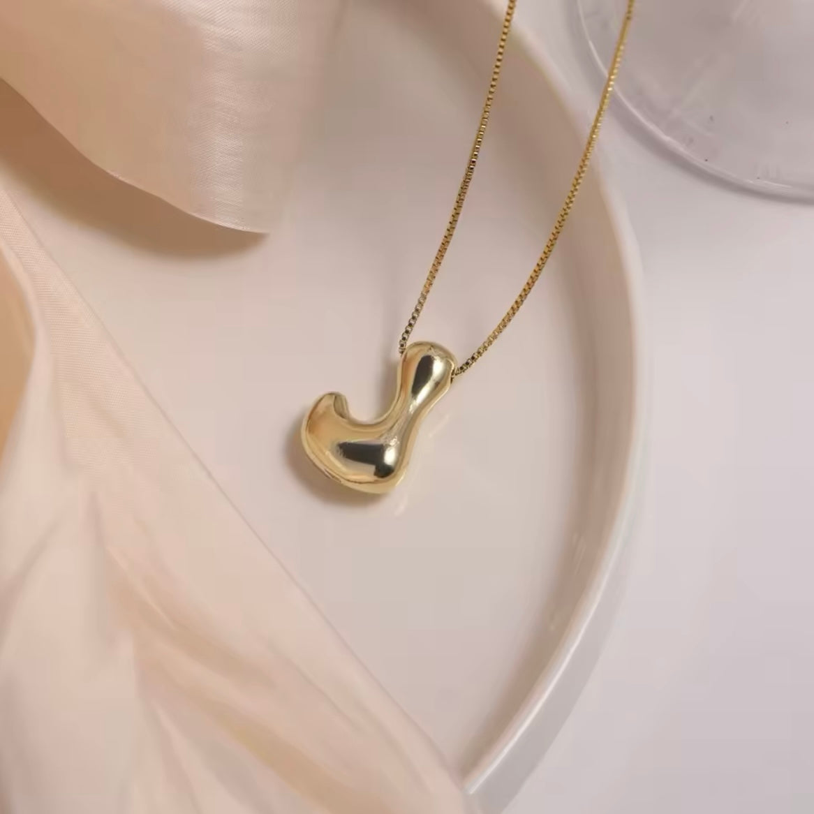 Gold-Plated Bubble Letter Monogram Necklace
