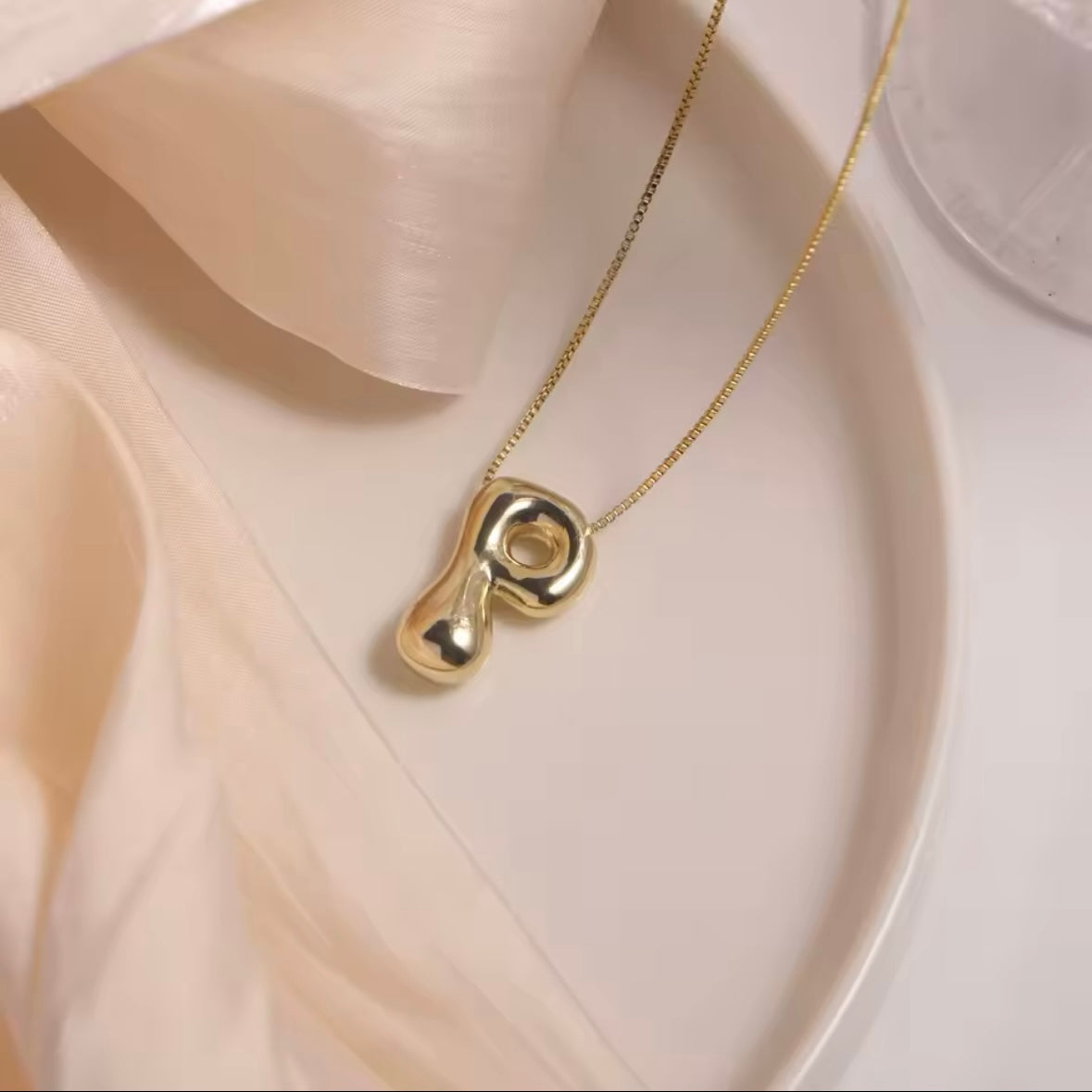 Gold-Plated Bubble Letter Monogram Necklace