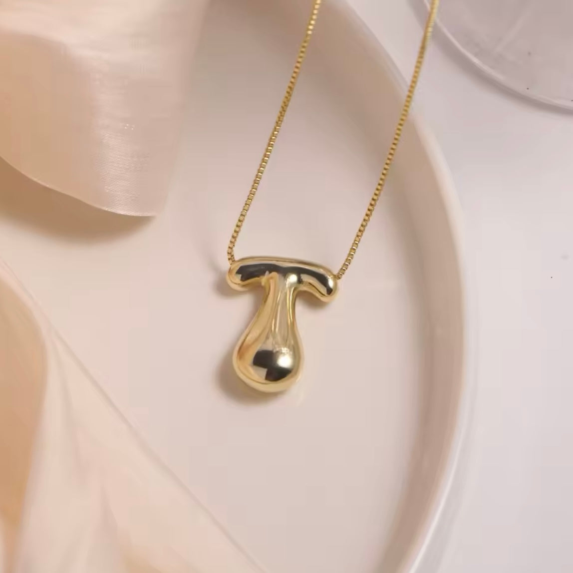 Gold-Plated Bubble Letter Monogram Necklace