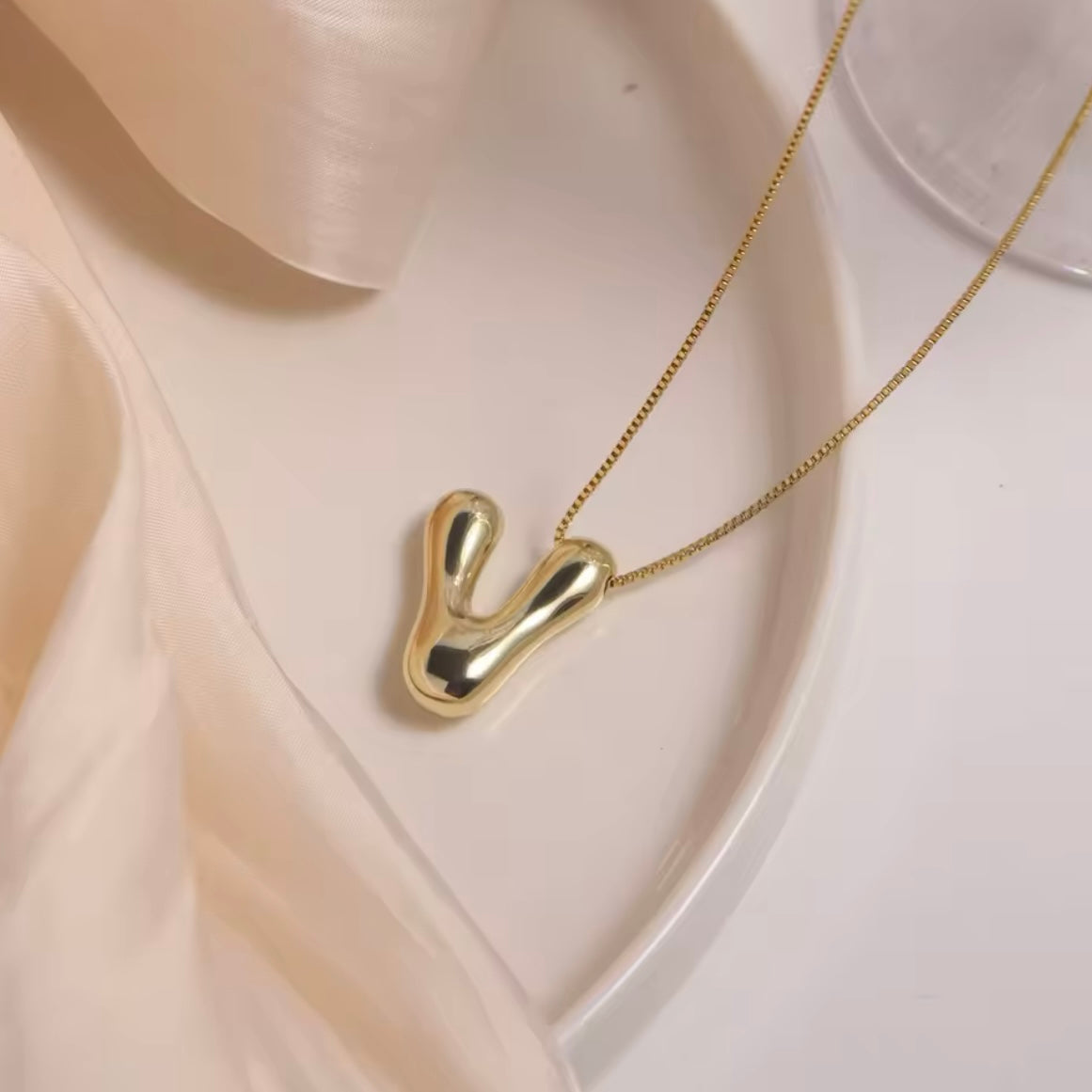 Gold-Plated Bubble Letter Monogram Necklace