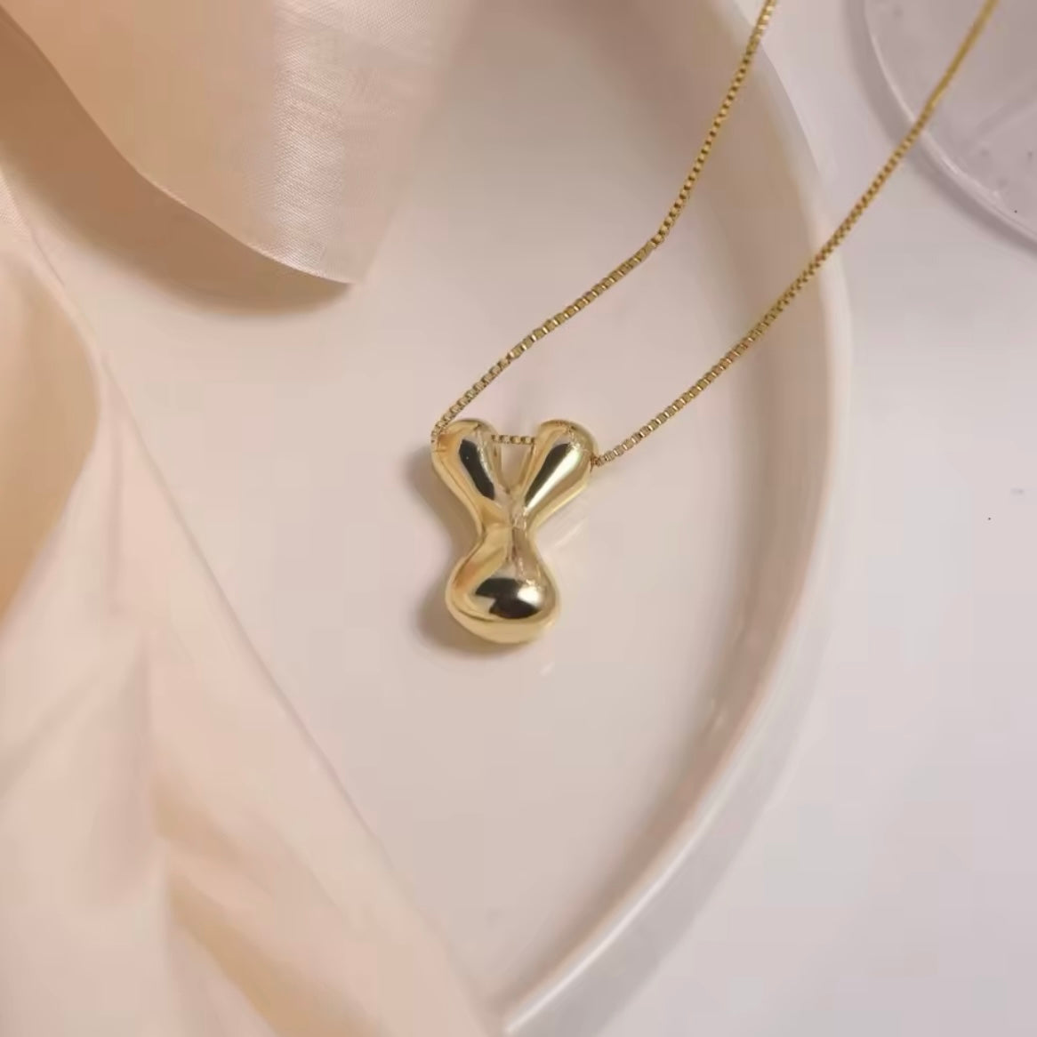 Gold-Plated Bubble Letter Monogram Necklace
