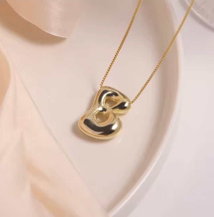 Gold-Plated Bubble Letter Monogram Necklace
