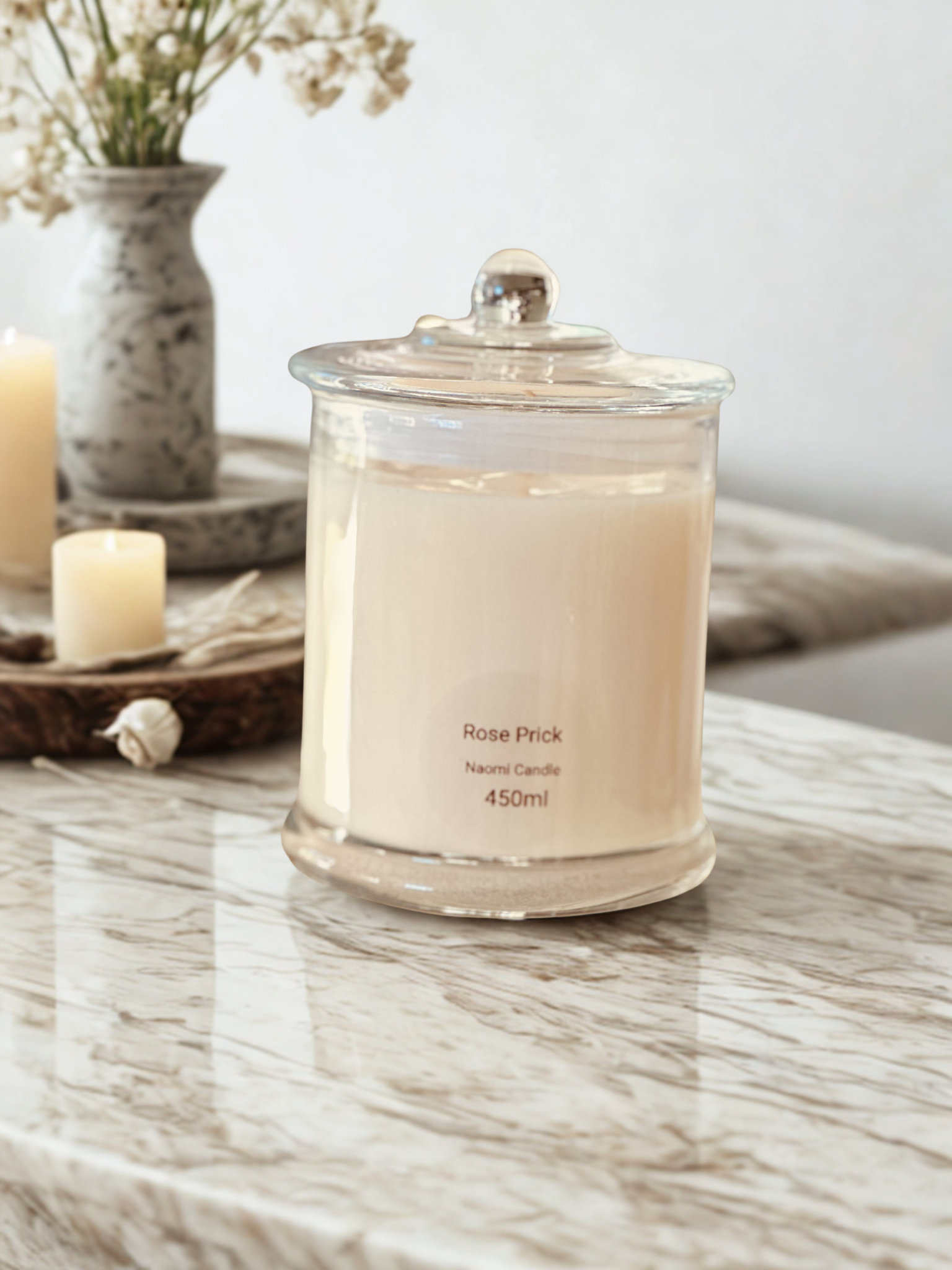 Naomi Luxury Scented Candle - Clear Glass