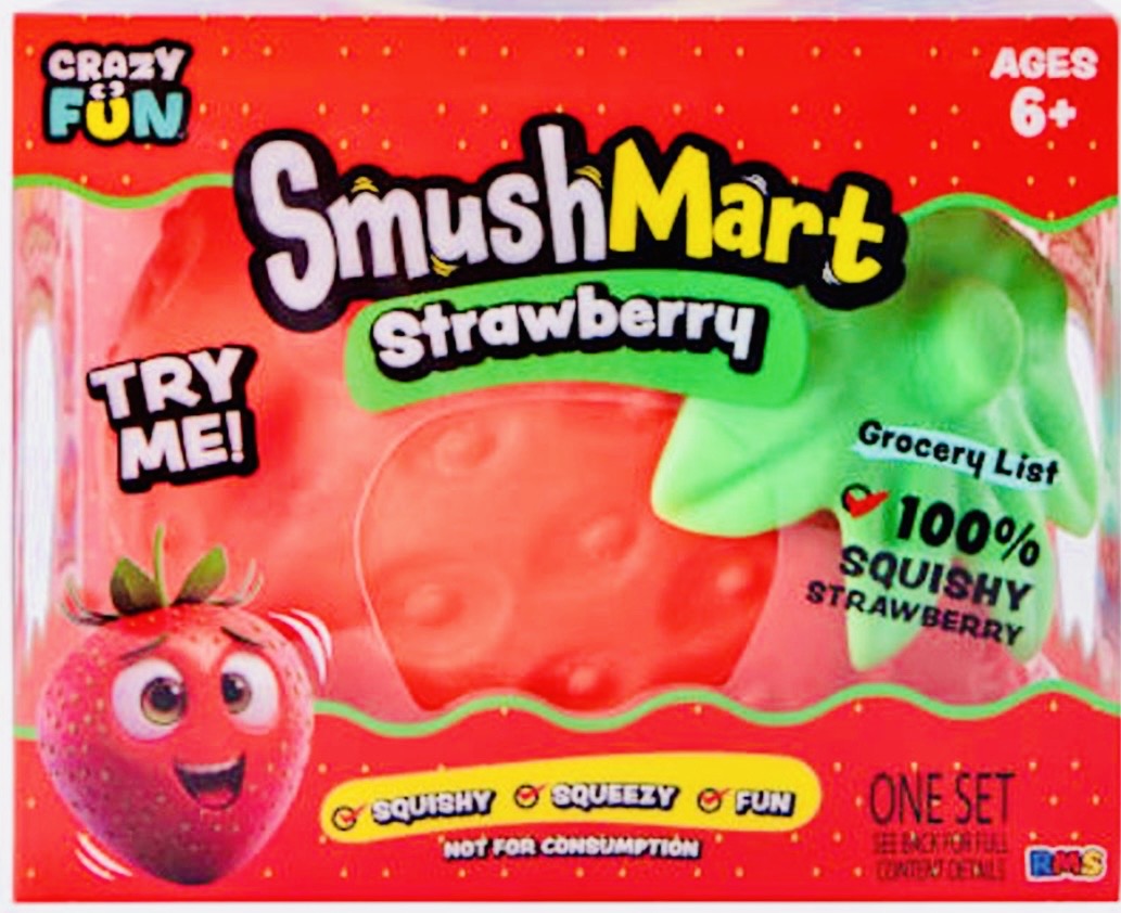 Crazy Fun Smush Mart Strawberry Squishy Set — squishy squeezy fun, one set, ages 6+